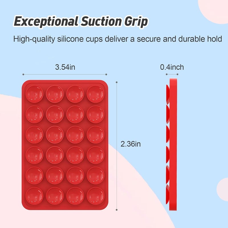 OPOM Magnetic Suction Phone Mount for MagSafe Case,Silicone Sticky Phone Grip Holder for iPhone,Removable Hands-Free Selfie/Video for TikTok & Instagram Influencer/Creator (Red) - Image 4